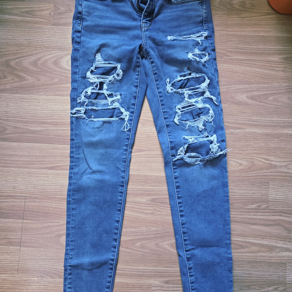American Eagle Outfitters Ripped Blue Skinny Jeans